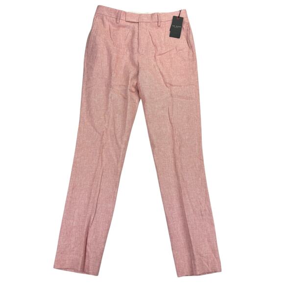 Ted Baker Mens Damaskt Slim Fit Linen Blend Chino Pants Pink 30R - Picture 1 of 4